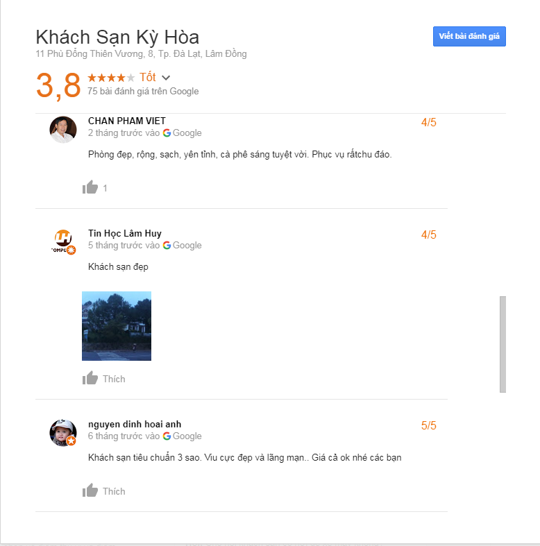 đánh giá khách sạn kỳ hoà đà lạt