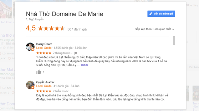 đánh gá về nhà thờ Domaine De Marie Đà Lạt